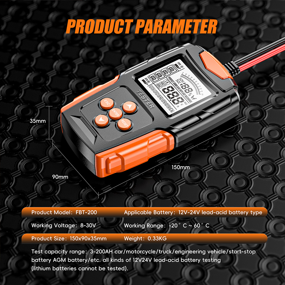 UNI-T 12V/24V Car Battery Tester & Analyzer – AGM/GEL/EFB Lead-Acid With LCD